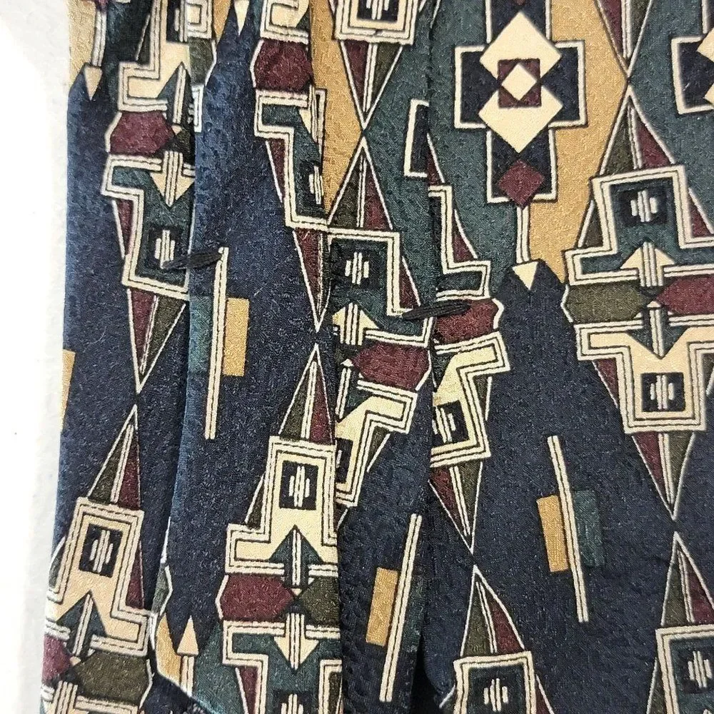 Arnold Palmer Silk Geometric Mens Necktie Tie 62 Inches Aztec Western Print Blue